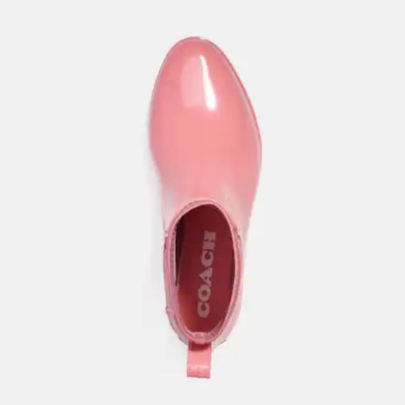 Coach Logo new Pink Water Resistant rain Booties size 7 - Picture 2 of 4